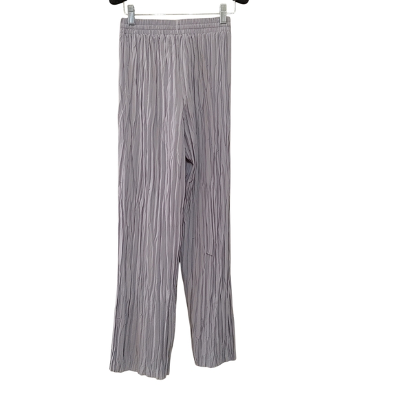 NWOT Zara Gray Crinkle Texture Wide-Leg Tie Pants Women’s Trousers Size Small - Picture 3 of 6